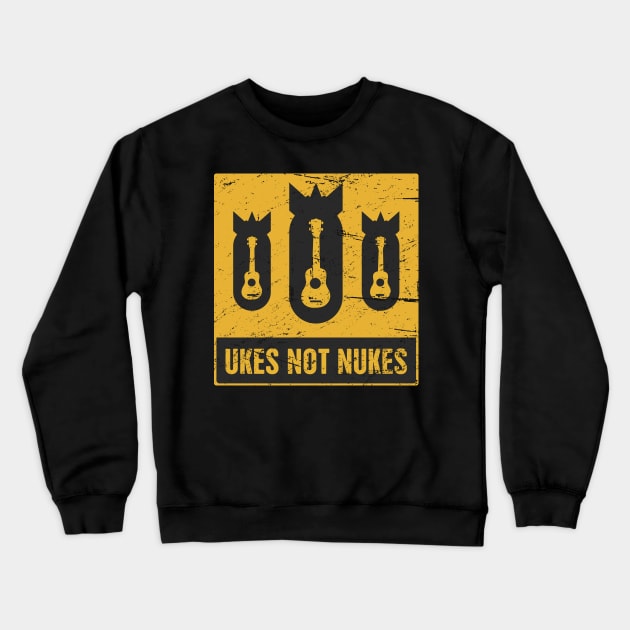 Ukes Not Nukes | Ukulele Fallout Sign Crewneck Sweatshirt by MeatMan